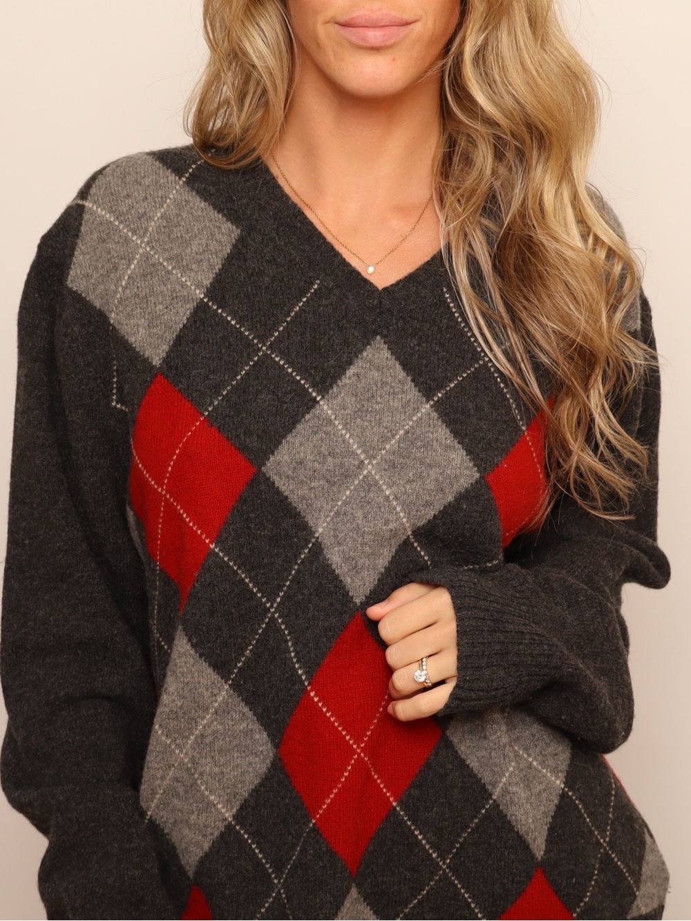 J.Crew 100% Lambswool Argyle V Neck Grandpa Sweater - Picture 3 of 6